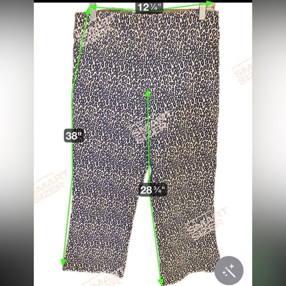 Estelle and Finn 6 Luxury Stretch Navy Blue Patterned Elastic Waist Capri Pants - Picture 8 of 9